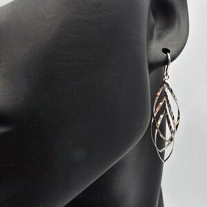 Sterling Silver Textured Triple Spiral Twist Dangle Earrings 2" Long NWOT